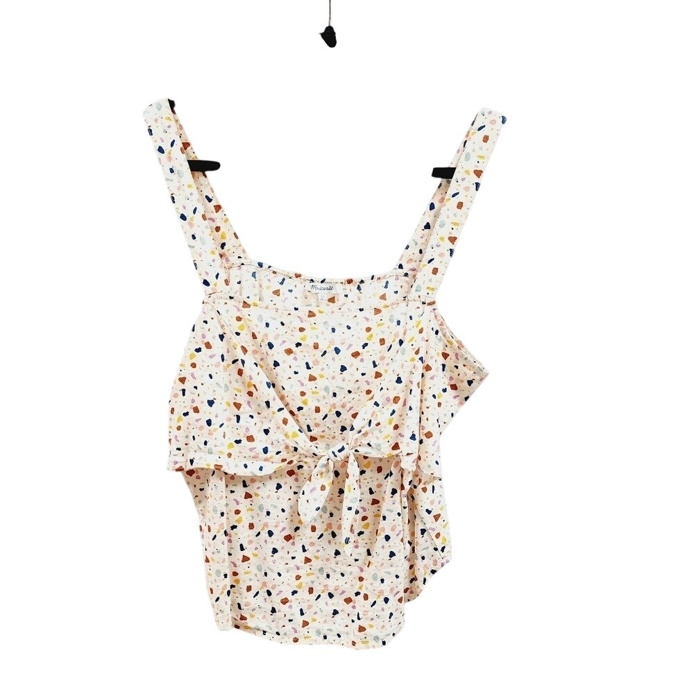 Madewell Terrazzo Print Tie Front Tank Top Multi Color Size 12 Cotton Blend